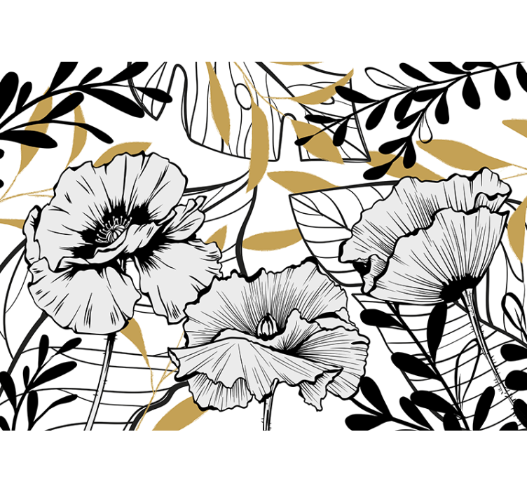 Tapisserie fleur motifs de contours floraux - TenStickers