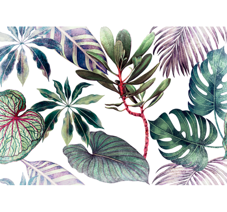 Papiers peints nature arrangement de feuillage tropical - TenStickers
