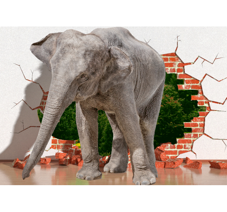 Papier peint 3d Éléphant qui casse le mur - TenStickers