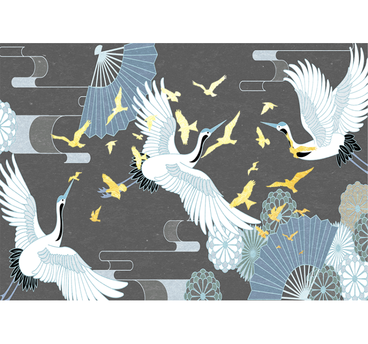 Tapisserie animaux gracieuses grues volantes - TenStickers