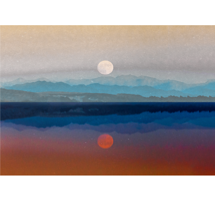 Tapisserie paysage reflet de coucher de soleil en montagne - TenStickers