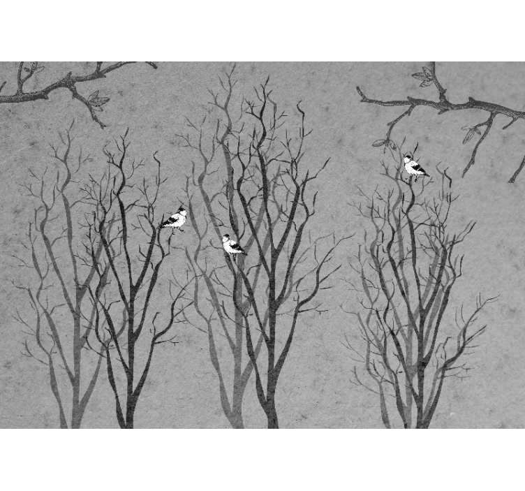 Tapisserie arbre brindilles avec oiseaux - TenStickers