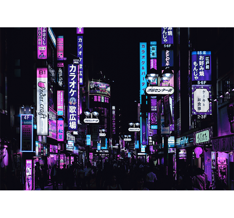 Tapisserie villes et pays neon tokyo streets - TenStickers