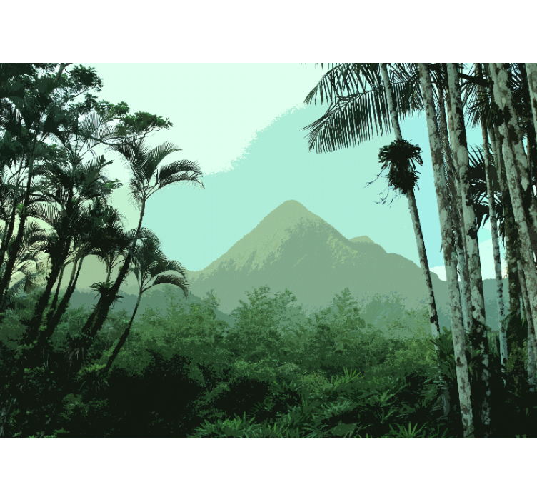 Tapisserie forêt vue sur la jungle montagneuse - TenStickers