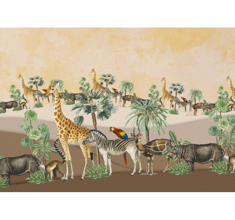 Tapisserie africaine scène de la faune du safari - TenStickers
