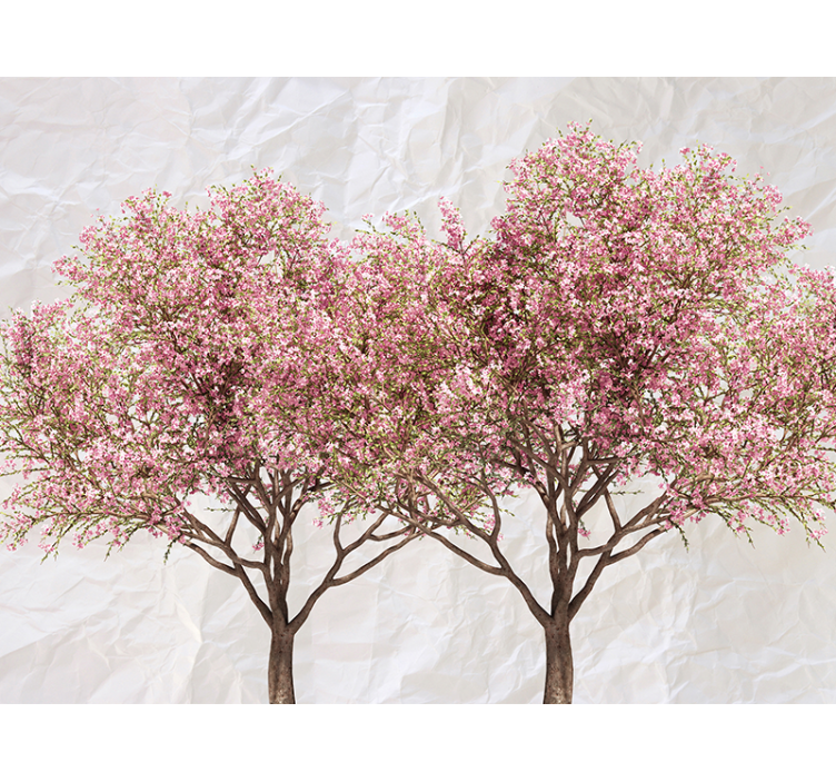 Papier peint chambre ado fleur arbres roses en fleurs - TenStickers