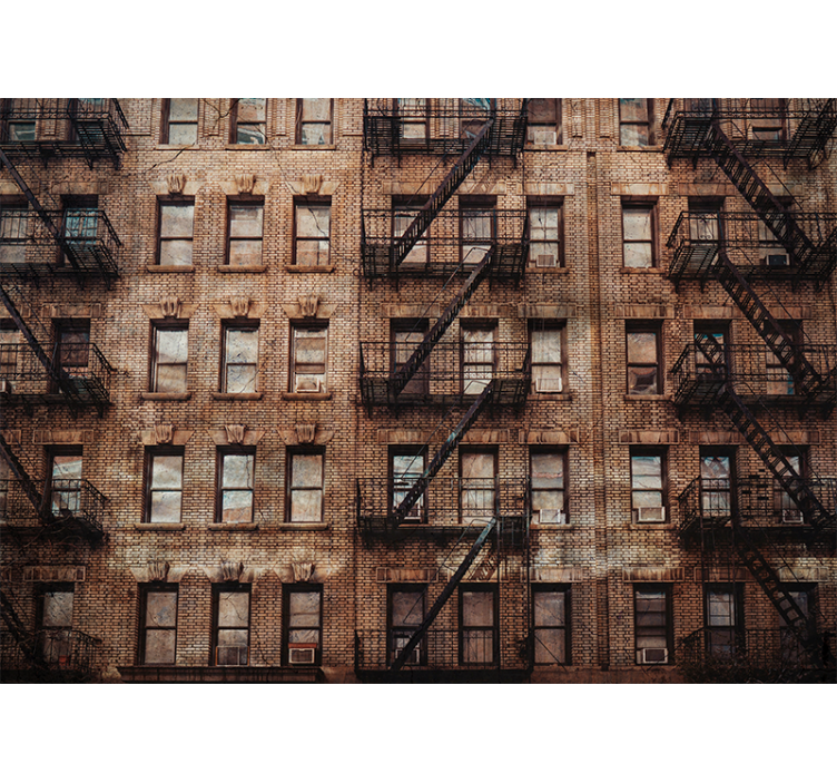 Tapisserie villes et pays façade urbaine en brique - TenStickers
