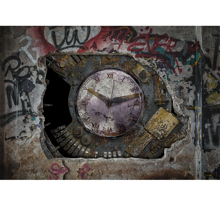Tapisserie graffiti design horloge rétro - TenStickers