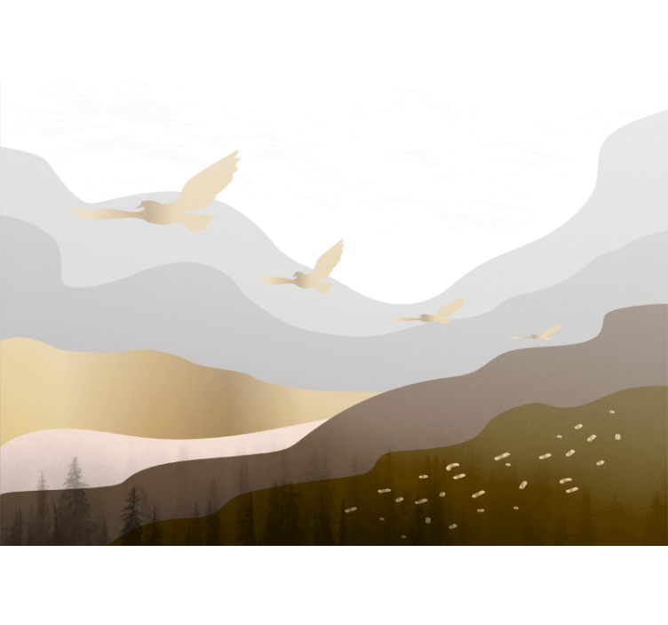 Papiers peints nature silhouettes d'oiseaux volants - TenStickers