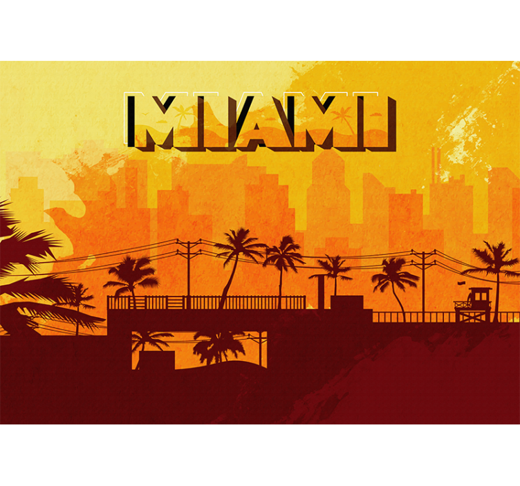 Tapisserie villes et pays miami horizon au couchant - TenStickers
