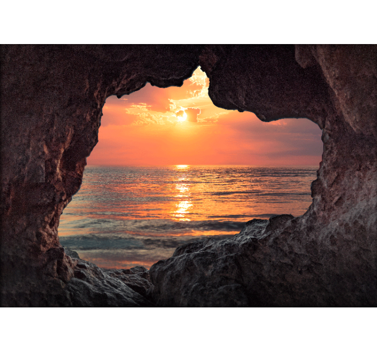 Tapisserie paysage vue sur la mer au coucher du soleil - TenStickers