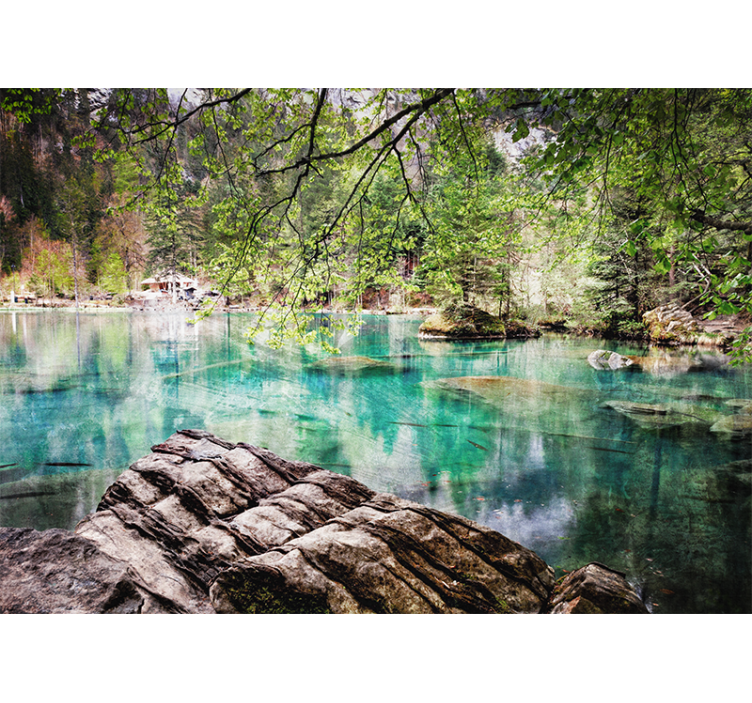 Tapisserie paysage scène de lac paisible - TenStickers