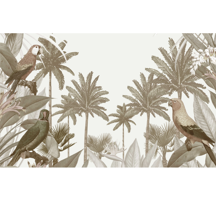 Tapisserie murale jungle faune tropicale vintage - TenStickers