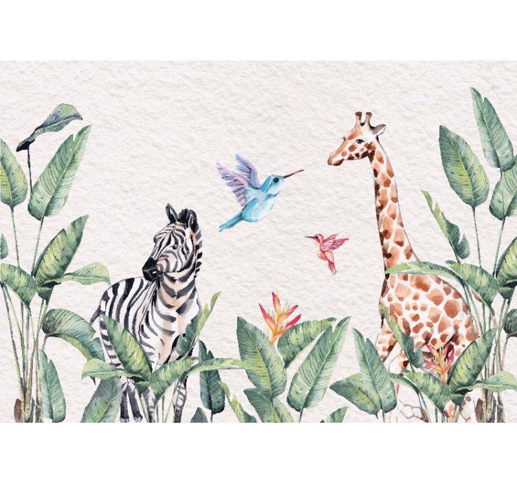 Papier peint panoramique animaux de la jungle - TenStickers