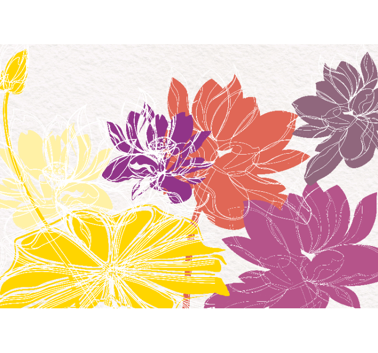 Papier peint panoramique fleurs abstraites - TenStickers