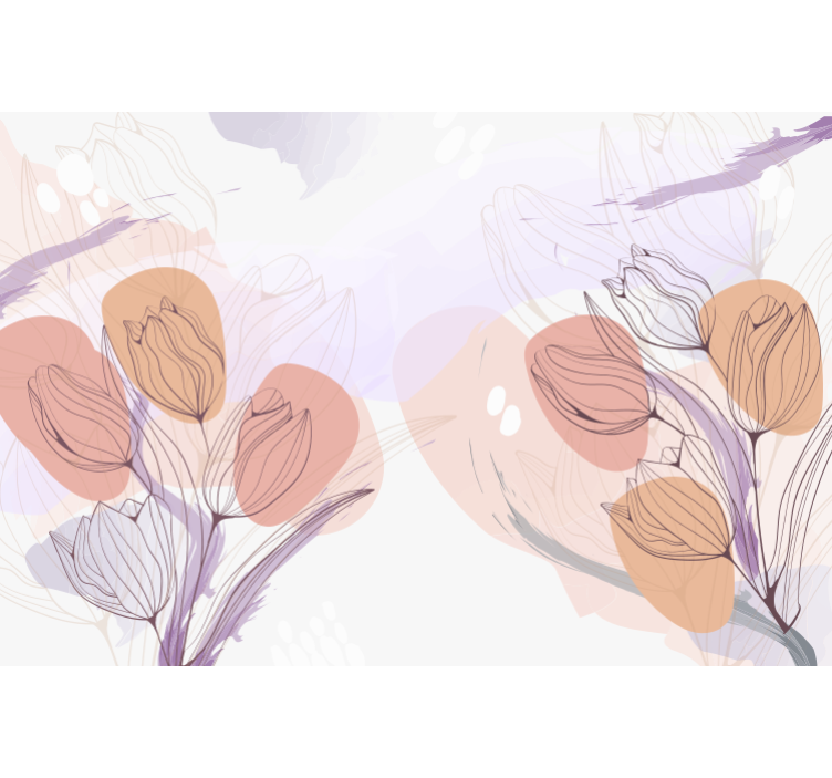 Papier peint panoramique fleurs dessinées - TenStickers