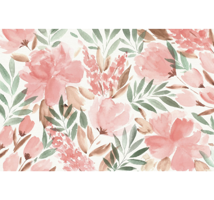 Papier peint panoramique florale rose et vert - TenStickers