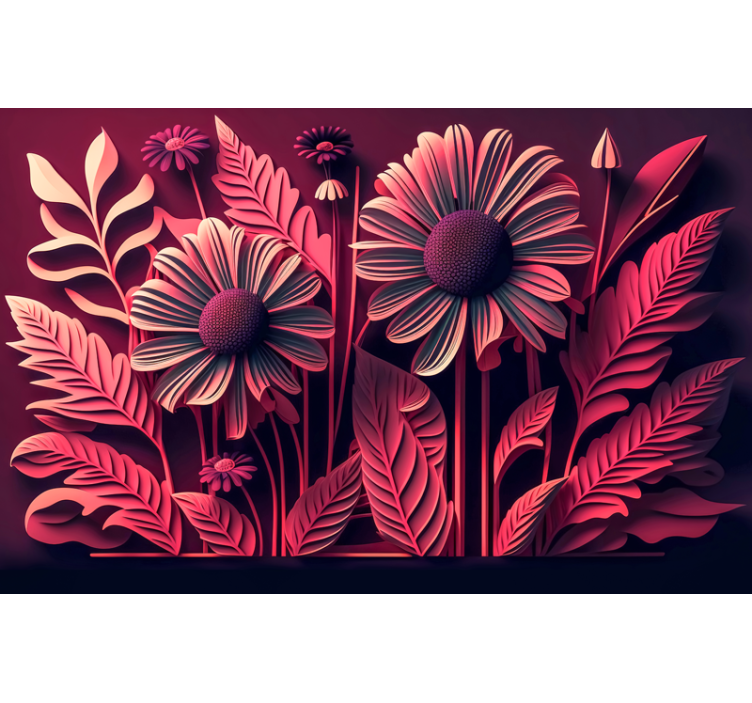 Tapisserie mural chambre 3d nature digitale magenta - TenStickers