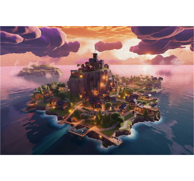 Tapisserie murale chambre ado ville illuminée - TenStickers