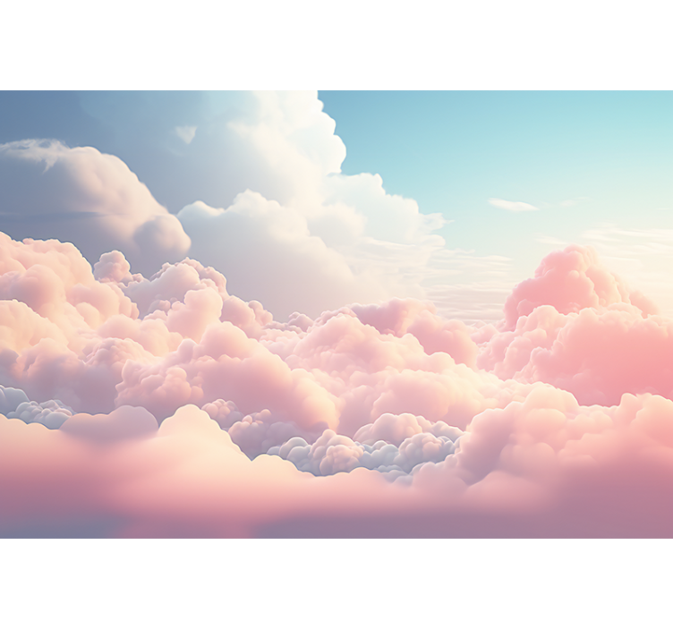 Papier peint chambre enfant paysage de nuages roses - TenStickers