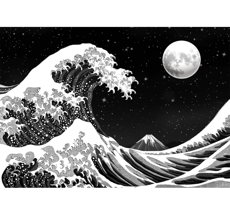 Tapisserie murale vague kanagawa japon la nuit - TenStickers
