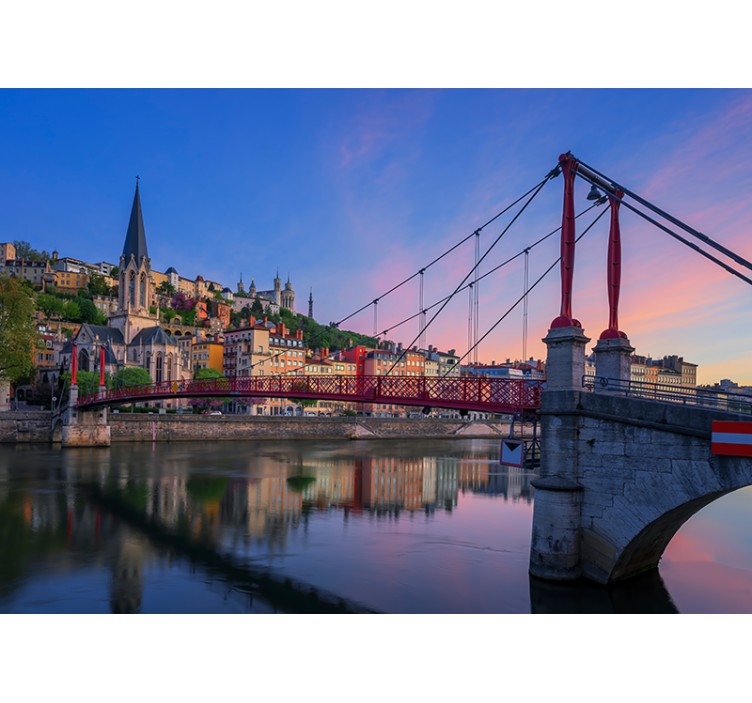 Tapisserie murale ville Lyon France - TenStickers