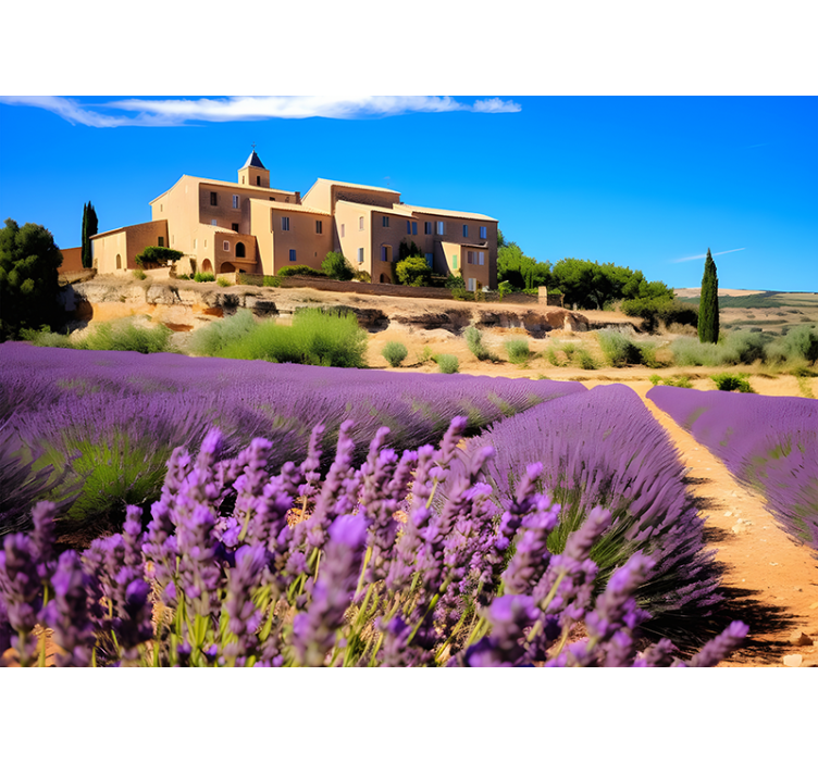 Tapisserie murale champs de lavande France - TenStickers