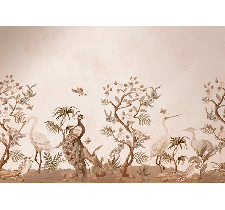Tapisserie murale beige faune vintage - TenStickers