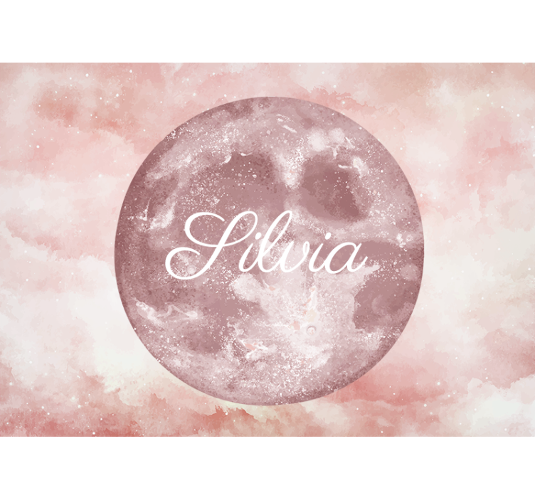 Tapisserie murale enfant lune rose avec nom - TenStickers