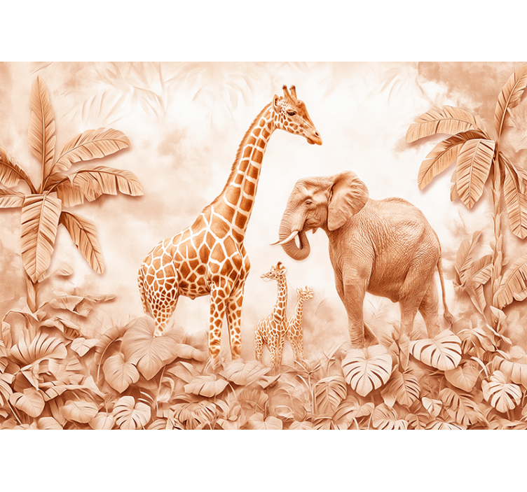 Papier peint panoramique terracotta savane abstraite - TenStickers