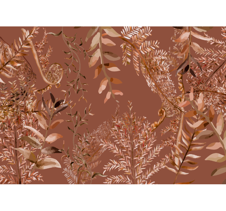 Papier peint salon terracotta branches de feuilles - TenStickers