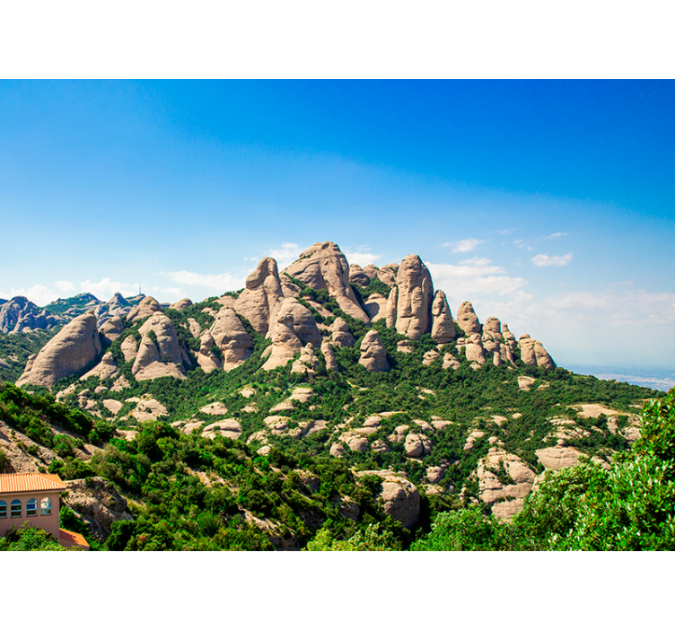 Papier peint montagne vue sur sommets Montserrat - TenStickers