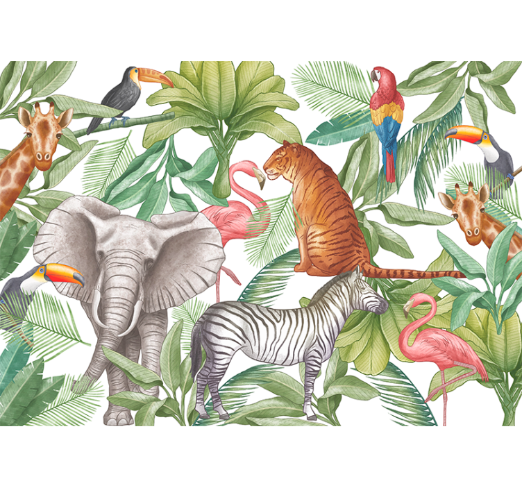 Tapisserie jungle conception d'animaux aquarelle - TenStickers