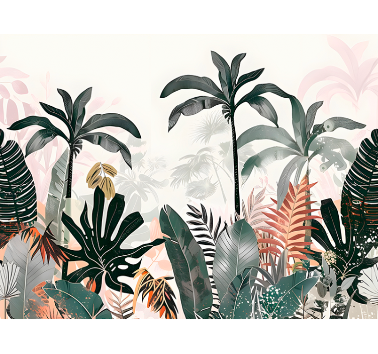 Tapisserie nature grandes feuilles tropicales - TenStickers