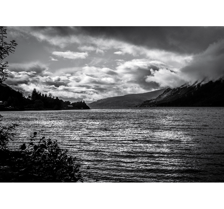 Tapisserie paysage lac monochrome ness - TenStickers