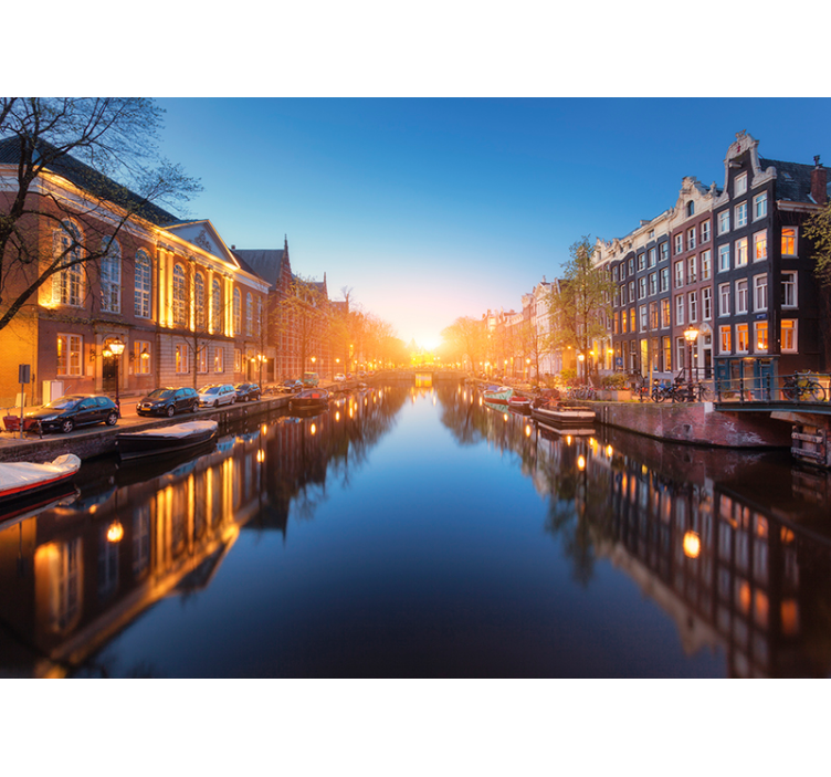 Tapisserie amsterdam crépuscule sur les canaux - TenStickers