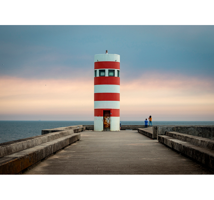 Tapisserie paysage phare rouge et blanc - TenStickers
