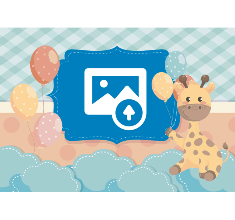 Tapisserie pour chambre bébé girafe avec photo personnalisée - TenStickers
