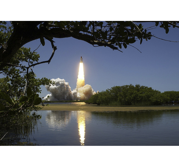 Tapisserie espace vue de lancement de fusée - TenStickers