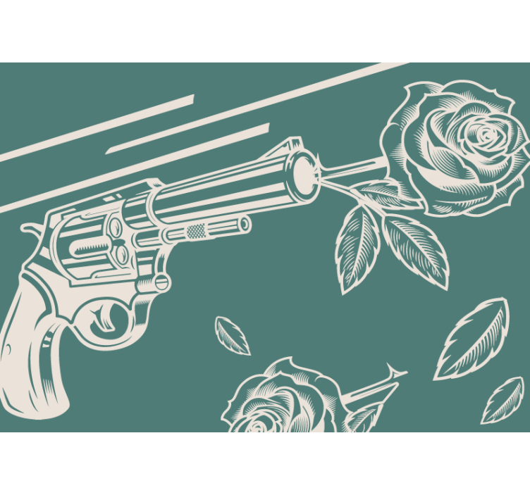 Tapisserie graffiti pistolet et rose - TenStickers