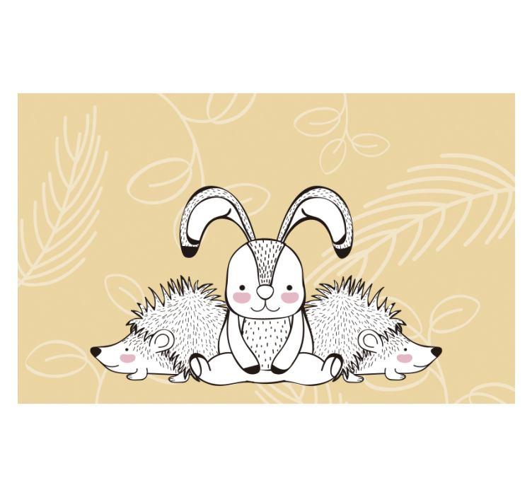 Tapisserie animaux lapin mignon et hérisson - TenStickers