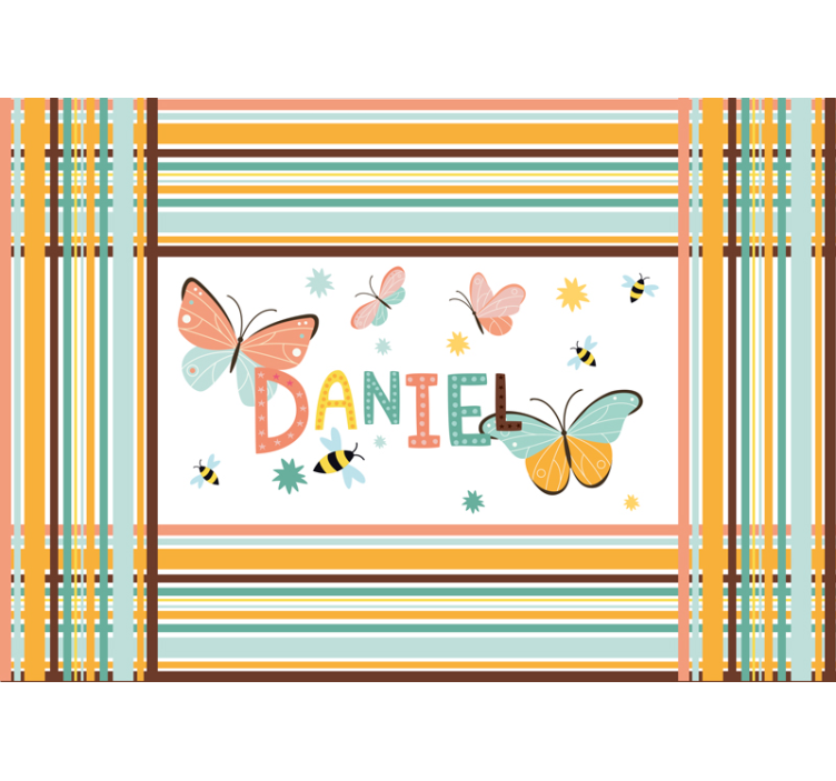 Tapisserie chambre enfant nom personnalisé papillon - TenStickers