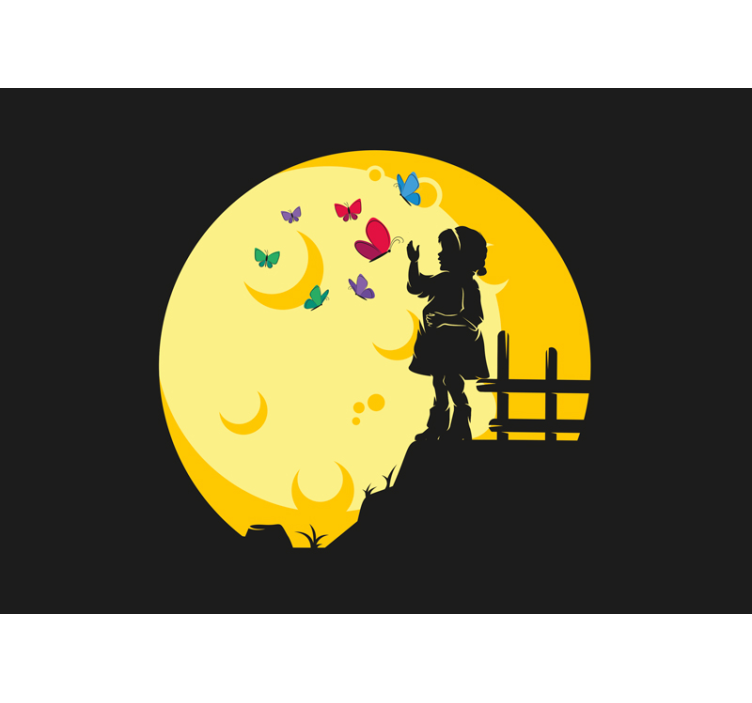 Tapisserie pour chambre bébé silhouettes d'enfants papillons - TenStickers