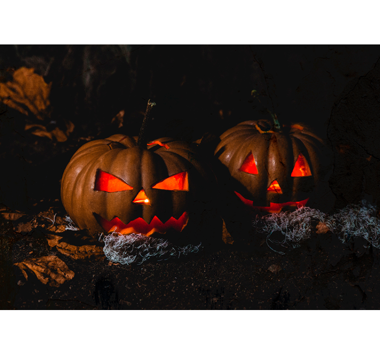 Tapisserie halloween visages de citrouilles lumineux - TenStickers