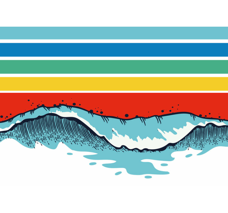 Tapisserie nature motif de vagues stylisé - TenStickers