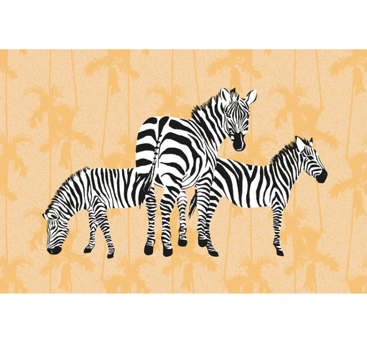 Tapisserie animaux trio de zèbres stylisé - TenStickers