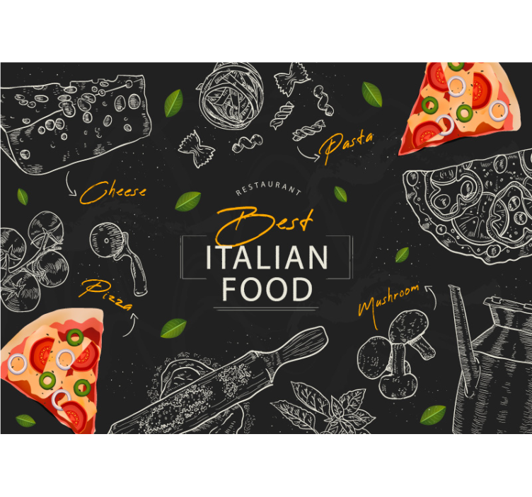 Tapisserie musique délices culinaires italiens - TenStickers