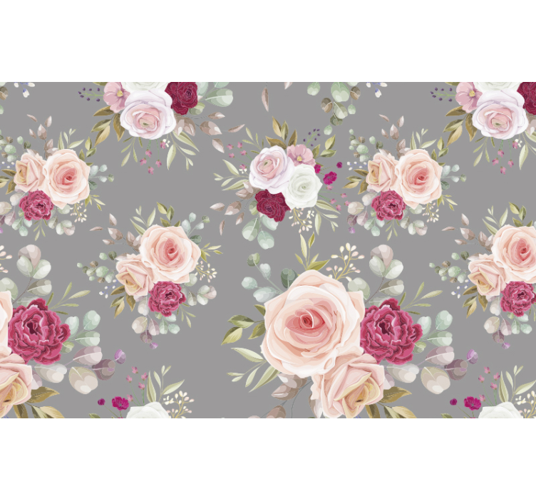 Tapisserie fleur roses et verdure - TenStickers