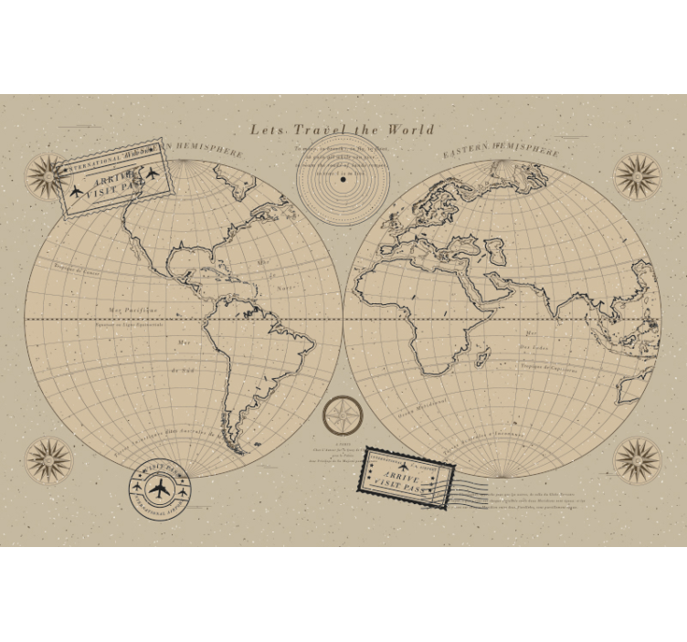 Tapisserie carte du monde vintage - TenStickers