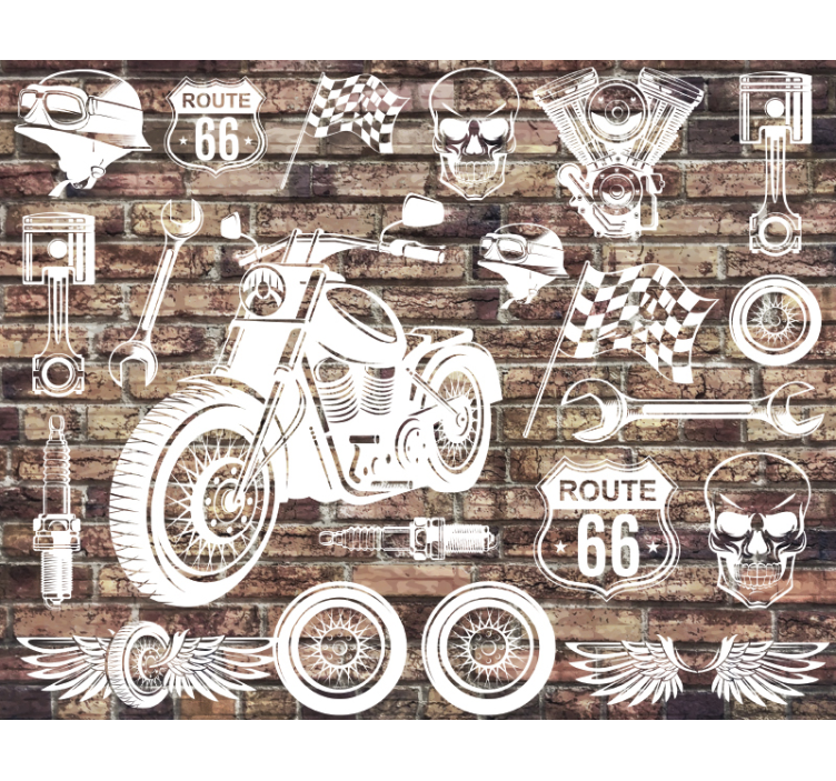 Tapisserie véhicule route 66 moto - TenStickers